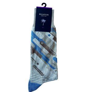 Bugatchi Abstract Mid-Calf Socks Sand Stripe